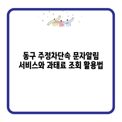 동구 주정차단속 문자알림 서비스와 과태료 조회 활용법