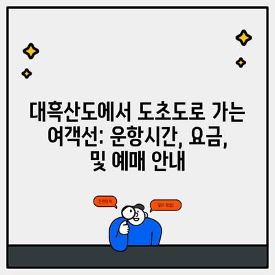 대흑산도에서 도초도로 가는 여객선: 운항시간, 요금, 및 예매 안내