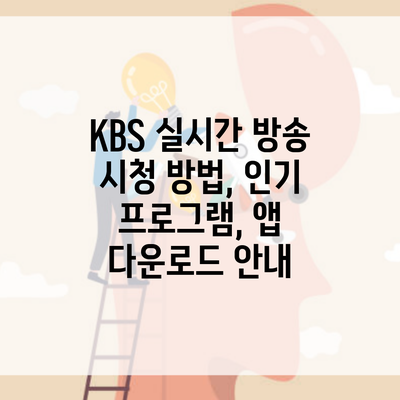 KBS 실시간 방송 시청 방법, 인기 프로그램, 앱 다운로드 안내