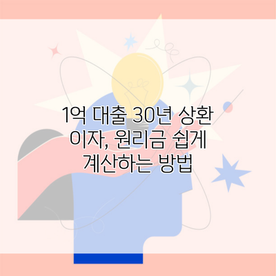 1억 대출 30년 상환 이자, 원리금 쉽게 계산하는 방법