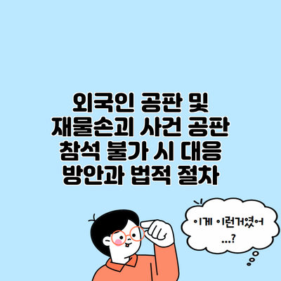 외국인 공판 및 재물손괴 사건 공판 참석 불가 시 대응 방안과 법적 절차