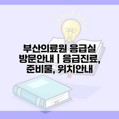 부산의료원 응급실 방문안내 | 응급진료, 준비물, 위치안내