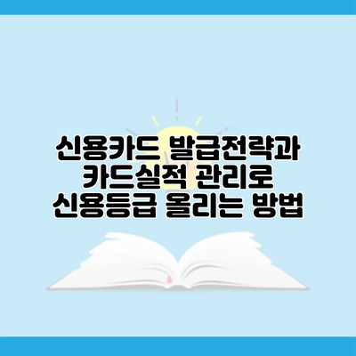 신용카드 발급전략과 카드실적 관리로 신용등급 올리는 방법