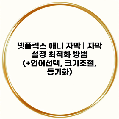 넷플릭스 애니 자막 | 자막 설정 최적화 방법 (+언어선택, 크기조절, 동기화)