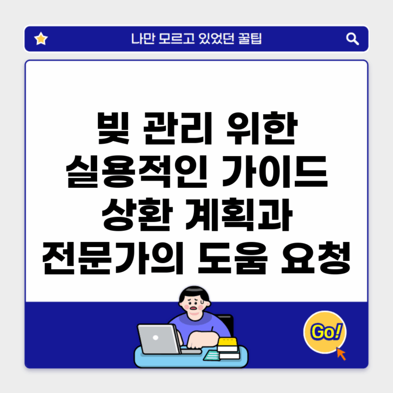 빚 관리 위한 실용적인 가이드 | 상환 계획과 전문가의 도움 요청