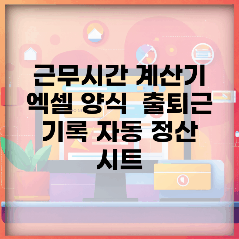 근무시간 계산기 엑셀 양식 | 출퇴근 기록 자동 정산 시트