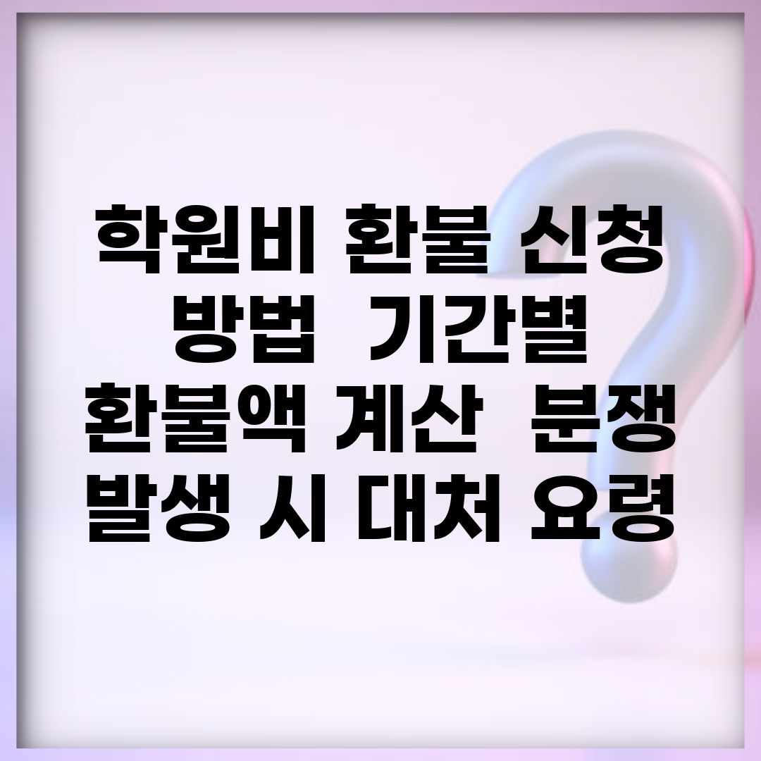학원비 환불 신청 방법 | 기간별 환불액 계산 | 분쟁 발생 시 대처 요령