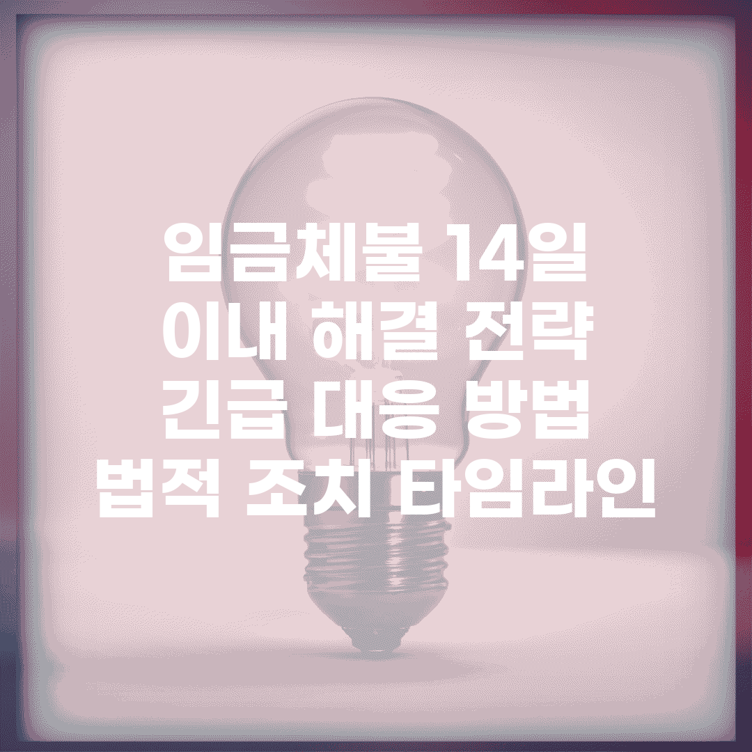 임금체불 14일 이내 해결 전략 | 긴급 대응 방법 | 법적 조치 타임라인