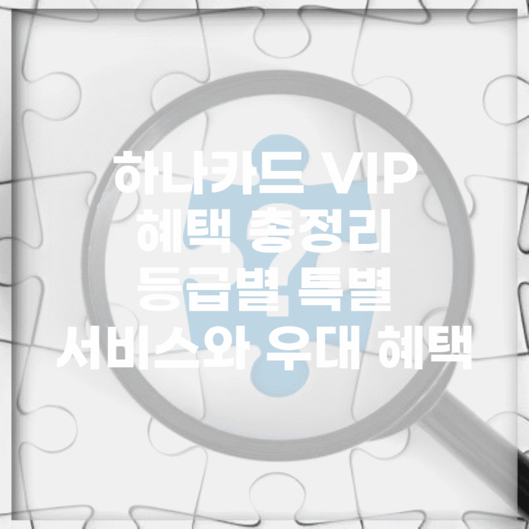 하나카드 VIP 혜택 총정리 | 등급별 특별 서비스와 우대 혜택