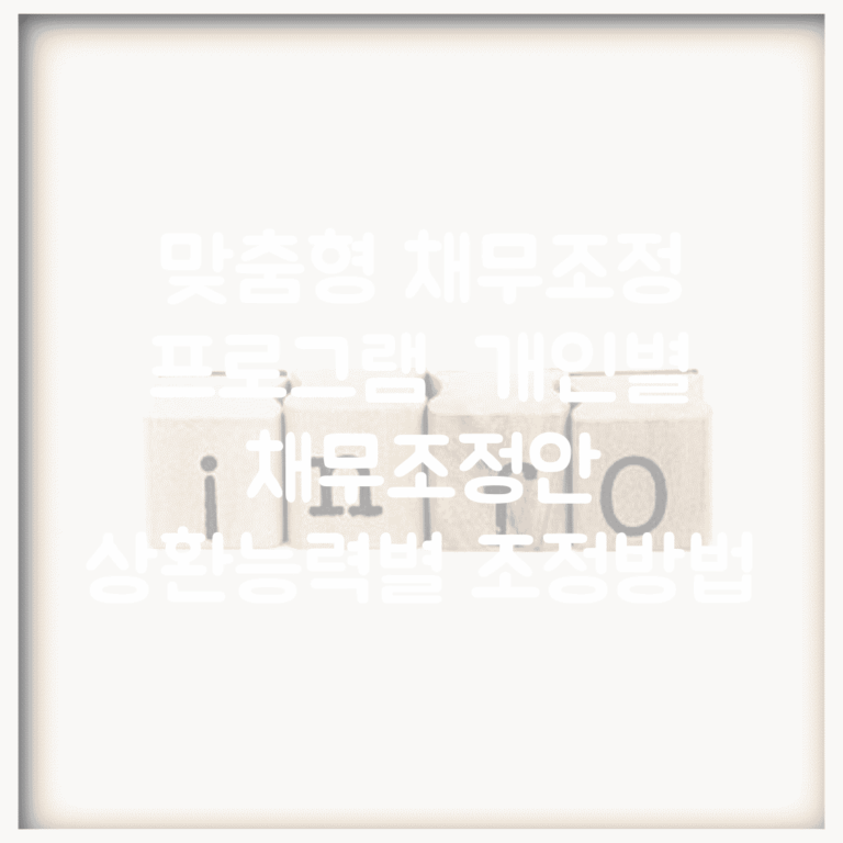 맞춤형 채무조정 프로그램 | 개인별 채무조정안 | 상환능력별 조정방법