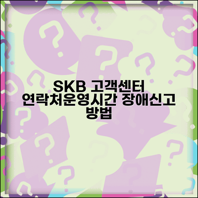 SK브로드밴드 고객센터 연락처 운영시간 장애 신고 방법 SK브로드밴드 고객센터 연락처 운영시간 장애 신고 방법